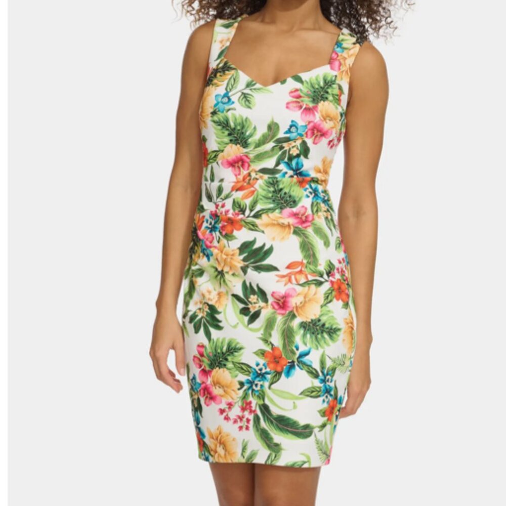 Siena Floral Print Side-Pleated Sheath Dress Size 14 NWT
